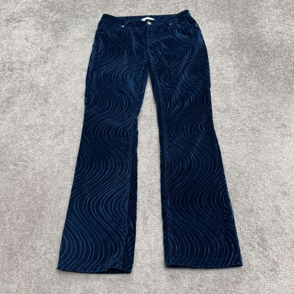 BDG Urban Outfitters Velvet Wave Pants Womens 2 Blue Embossed Texture Flare Y2K